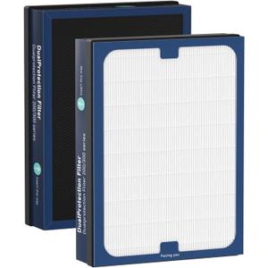 Classic 200/300 Series DualProtection Filter Replacement Compatible with Blueair 200/300 Series, for 200, 201, 203, 205, 210, 215, 250, 270, 280i, 303 Models, True HEPA with Activated Carbon, 2 Pack