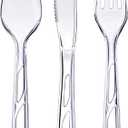 GUSTO [192 Combo Pack] Premium Heavyweight Disposable Clear Plastic Silverware - 64 Forks, 64 Spoons, 64 Knives, plastic utensils, Cutlery Set for Parties, Events, and Catering
