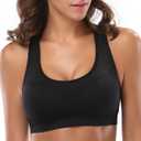 MIRITY Women Racerback Sports Bras - High Impact Workout Gym Activewear Bra (Black, M)