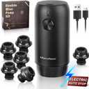 Electric Wine saver pump with 6 wine stoppers vacuum, wine preserver keep Your Wine Fresh for up to 10 Days, USB-C Rechargeable, 1 Pump 6 Stoppers Best Gifts for Wine Lovers, Black