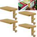 4 Pcs Gold Garland Hangers for Mantle, 2 in 1 Mantle Weighted Christmas Stocking Hanging Hooks Stocking Holder with Double Sided Tape Each Mantle Holder Has Two Hooks for Dual Purpose (Gold4Pcs)