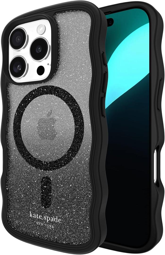 Kate Spade New York iPhone 16 Pro Case - Compatible with MagSafe - Designer Phone Case - Wavy Nightfall
