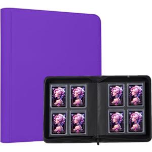 JoyHooo, Top Loader Collection Album for Trading Cards and Sports Card (Purple, 5" in)