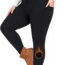 Plus Size Leggings for Women with Pockets-Stretchy XL-5XL Yoga Pants Tummy Control High Waist Workout Leggings (3X-Large, C-02 Fleece Black)