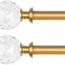 2 Pack 3/4 Inch Diameter Adjustable Curtain Metal Rod with Round Clear Acrylic Ball Finials86 to 120 Inch