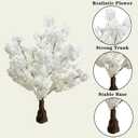 Artificial Cherry Blossom Tree 3.6ft –2 Pack White Faux Cherry Tree for Wedding Backdrop, Party Decoration, Home Living Room, Office Table, Indoor Floral Display