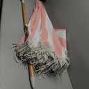 Lefedrasticity Boho Outdoor Umbrella with Tassels,6ft Table Umbrella Outdoor Patio with Knobs Tilt,Wind Resistant Portable Beach Umbrella UPF50+ Fringe Umbrellas For Pool Backyard Deck Garden (Pink Stripe)