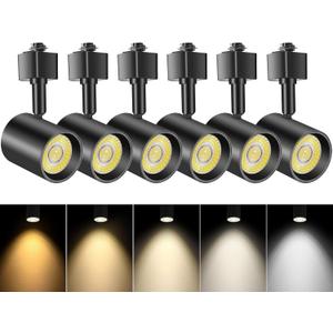 VANoopee 5-Color LED Track Lighting Heads H Type Track Light Heads Dimmable Bright Rail Ceiling Spotlight Fixtures Accent Art Task, 2000K-6000K, Flicker Free CRI90+ 24 10W 800lm, Matte Black, 6 Pack (6 Pack, Black)