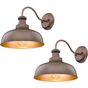 Outdoor Barn Light,11.5 Inch Outdoor Wall Sconce, Farmhouse Rustic Exterior Wall Mount Lights,Vintage Outside Lighting Fixture, Industrial Garage Light, Fit with E26 Socket(Oil-rubbed Bronze,2Pack)
