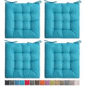 SQUARE MOON 4 Pack Chair Cushions, Seat Cushions, Chair Pads, Chair Mat for Indoor, Outdoor Dining Chair, Kitchen Chairs, Dining Room Chairs (16" 16" 4 Pack, Light Blue)