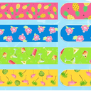 Boao 4 Pcs Large Towel Bands for Beach Chairs 15.75" x 1.97" Cruise Chairs Towel Bands Elastic Windproof Lounge Clips Strap Holder for Summer Pool Hawaiian Accessories Gifts (Lovely Style)