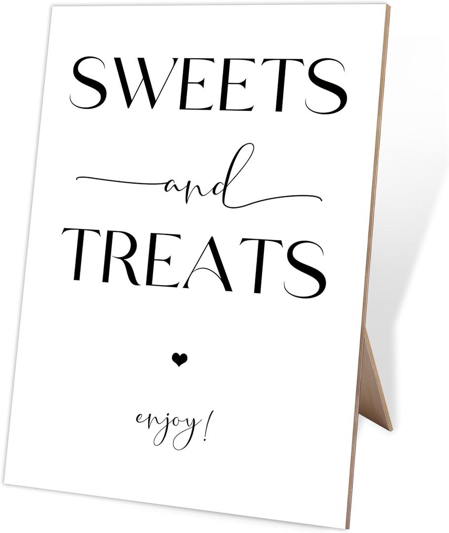 Wooden Event Sign, Modern Rectangular Sweets & Treats Sign, 8x11 inches, Tabletop Decor & Gifts