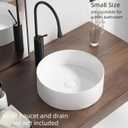 12 Inch Round Bathroom Sink Above Counter, QISHKA Small White Ceramic Vanity Vessel Sink Mini Countertop Bowl Basin for Space-Saving, 12" X 12" X 4.3"