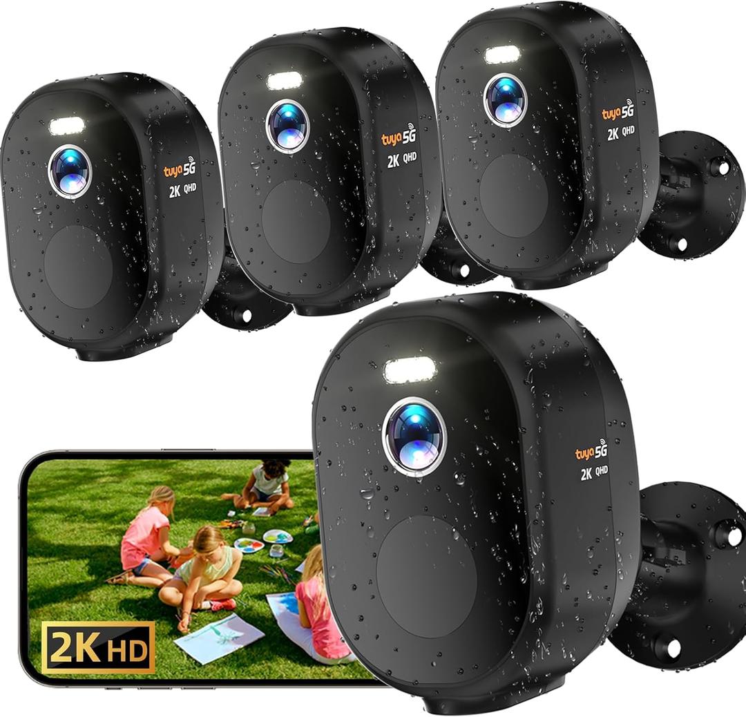 Rraycom 4Pack 5G&2.4G Security Cameras Wireless Outdoor - 2K Camera for Home Security AI Motion Detection WiFi Surveillance Indoor Camera, Color Night Vision, 2-Way Audio, Waterproof, Cloud/SD