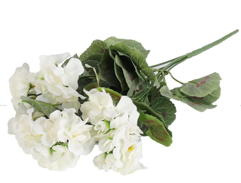 36cm Artificial Geranium Red Pink Flowers Plant Artificial Plants Artificial Flower for Wedding Garden Home Xmas Decor (Color : White)