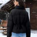WHN Women’s Cropped Puffer Jacket Coat Warm Winter 2026 (Black, M)