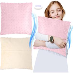 Suzile Sensory Pillow Vibrating Pillow for Autistic Kids and Adults 15" Pressure Activated Soft Massage with Textured Stimulation Bumps for Relieve Stress Item Children Holiday Gift(Pink)