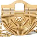 Miuco Bamboo Tote Bags Top Handle Handmade Handbags Beach Purses With Chain