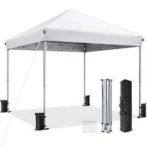 10x10 Pop Up Canopy Tent with One-Push Center Lock,White