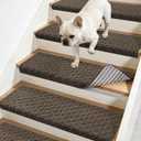 JSEI Bullnose Carpet Stair Treads, 14 Pcs Non Slip Stair Treads for Wooden Steps Indoor with TPE Backing, 11" x 30" Machine Washable Stair Runners with Edge Protection for Kids, Elders and Pets, Brown