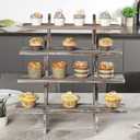 MyGift Rustic Torched Brown Wood Retail Display Riser, Cascading 4-Tier Decorative Merchandise and Cupcake Stair Stand
