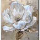 Athenas Flower Framed Floral Fine 1 Piece Canvas Wall Art, 17" x 21", White Frame (21L" x 17W")