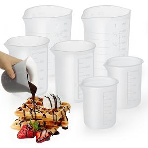 Aieve 6 Pcs Silicone Chocolate Melting Cups,Reusable Measuring Cups with Scale & Pour Spout, Capacity 100ml/250ml/350ml for Strawberries Treats,DIY Chocolate Mold & Baking Supplies,Mothers Day Gift