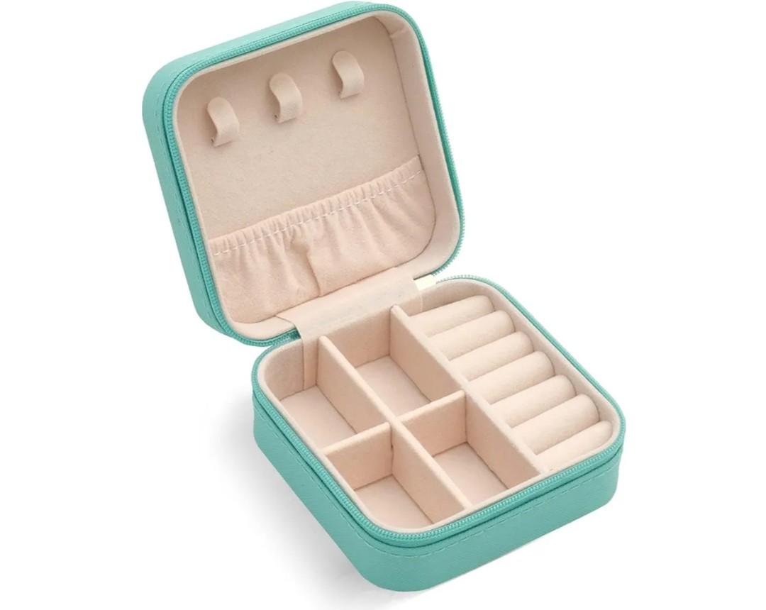 Mini Jewelry Travel Case, Small Portable Jewellry Organizer Box Portable Display Storage Box for Rings Earrings Necklaces, Gifts for Girl, Women, Wedding, Birthday,New Year,Christmas Gifts (Blue)