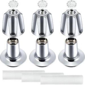 Enhon 3 Piece Shower Knob Replacement Kit Compatible with Price Pfister Verve Tub Shower Faucet, 3 Faucet Handle Hot/Cold/Diverter Replacement for Remodeling Trim(Chrome)