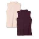 Amazon Essentials Women's Mock-Neck Slim-Fit Rib-Knit Sleeveless Top, Pack of 2