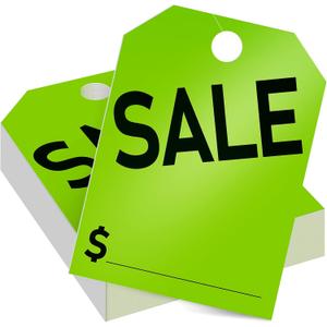 Crtiin 100 Pack Sale Tags Car Sale Sign Dealer Mirror Hang Tags 8.5 x 11.8 Inches for Car Rear View Mirror (Green)