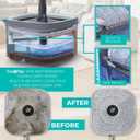 True & Tidy True Clean Spin Mop & Bucket System Dual Compartment Design for Clean & Dirty Water, 360 Swivel Mop Head, Built-in Scrubbing Brush, Stainless Steel Handle & 2 Reusable Microfiber Pads