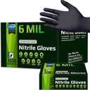 Inspire Black Nitrile Gloves HEAVY DUTY 6 Mil Nitrile Chemical Resistant Medical Cooking Cleaning Disposable Black Gloves