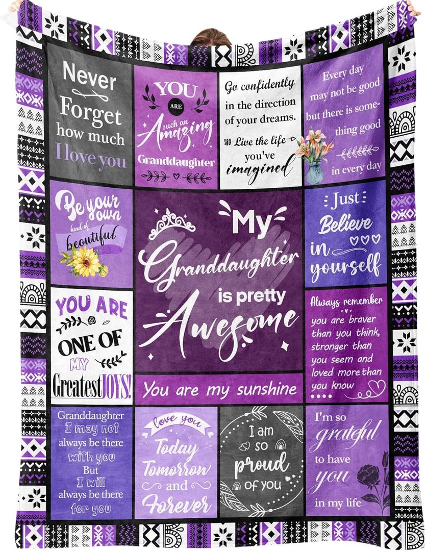 Granddaughter Gifts from Grandma, Grandpa, Birthday Gifts for Granddaughter, Granddaughters Blanket, Christmas Graduation Present for Grandchild, Heartwarming Blanket 60”x50”