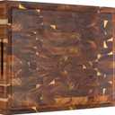 AZRHOM Large Thick End Grain Acacia Wood Butcher Block 17x13x1.5 in Wood Cutting Board for Kitchen with Non-slip Mats Juice Groove & Handles (Gift Box)