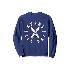 Apres All Day Winter Sports Apres Ski Lover Skiing Men Skier Sweatshirt (X-Large)