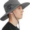 Sireck Men Fishing Hat, Adjust Rotating Buckle Sun Hat, Wide Brim UPF 50+ UV Protection Summer Safari Hat,Bucket Hiking Hat (Gray)