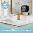 KADAMS Shower Timer Clock Waterproof Bathroom Timer Digital Wall Clock with Countup Countdown, Magnetic Kitchen Timer Clock with Temperature, Suction Cup for Kids Shower Spa Cook Bath (3.54'' Black)