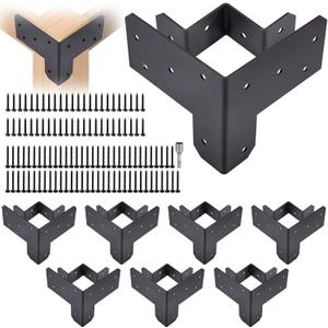 8 PCS Workbench Brackets Kit with Screw, 3-Way Workbench Corner Brackets for Wood Fits 4x4 2x4 Wood Heavy Duty DIY Workbench Kit