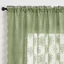 MIULEE Vintage Lace Curtains 72 Inches Long 2 Panels, Spring Victorian Floral Scalloped Semi Sheer Window Curtains Light Filtering Rod Pocket Panels for Bedroom Living Room, 52" W x 72" L, Sage Green