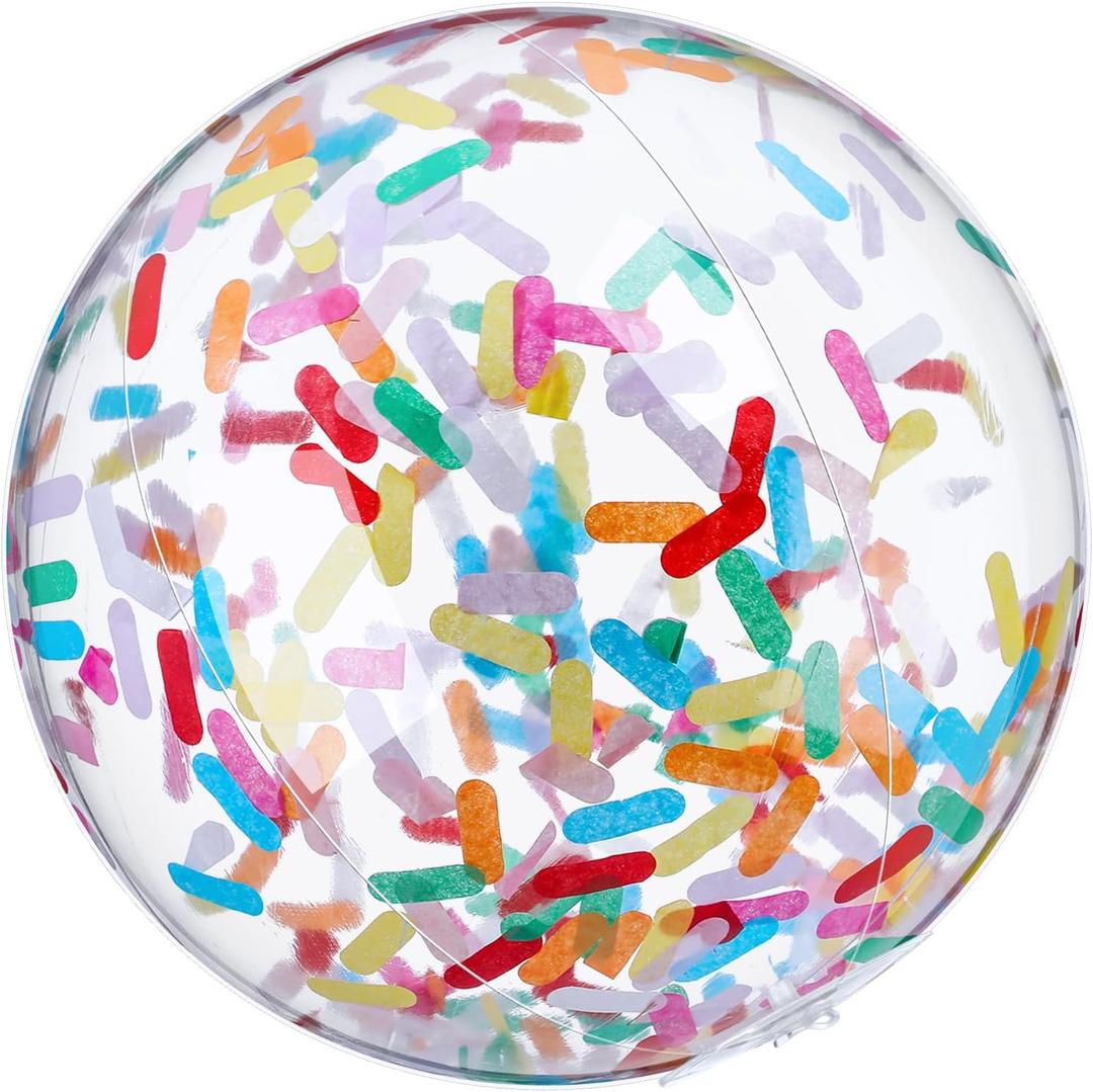 Civaner 10 Pcs Inflatable Glitter Beach Balls 16 Inch Large Sparkly Confetti Pool Balls Clear Blow up Balloon Toys for Wedding Baby Shower Birthday 2026 New Year Party Decoration (Colorful, Confetti)