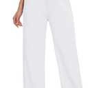 M MOTEEPI Women Sweatpants Wide Leg 30" Lounge Sweat Pants Casual Baggy Trousers with Elastic Waist Straight Leg (White)