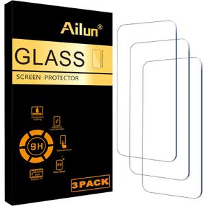 Ailun Screen Protector for iPhone 16 / iPhone 15 / iPhone 15 Pro [6.1 Inch] Display 3 Pack Tempered Glass, Dynamic Island Compatible, Case Friendly [Not for iPhone 16 Pro 6.3 Inch].