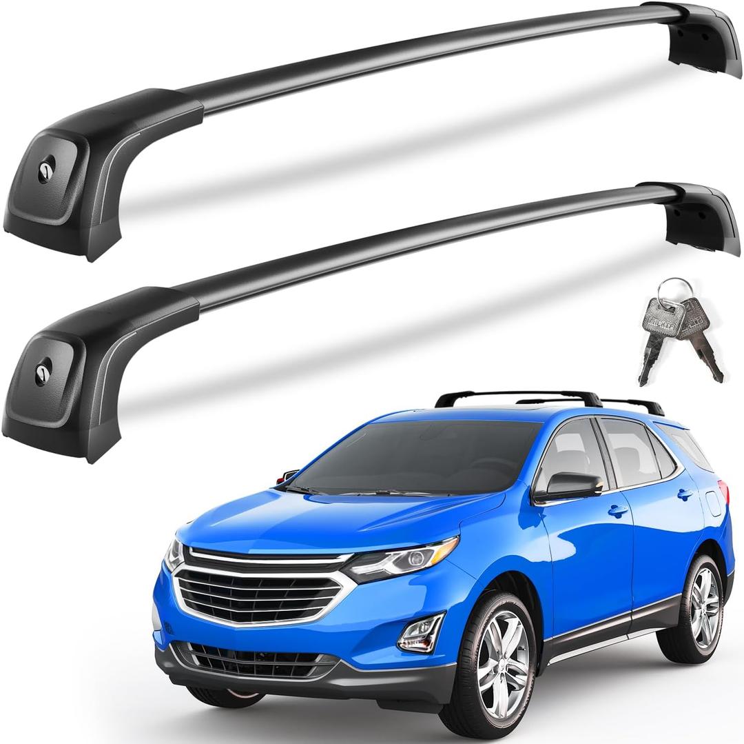 KINGGERI 330lbs Lockable Roof Rack Cross Bars Compatible with Chevrolet Equinox 2018 2019 (Roof Rails with Fixed Point), Chevy Heavy Duty Anti-Theft Aluminum Roof Rails Crossbars Luggage Cargo Carrier