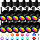 10W RGBW Track Light Heads, 16 Color Adjustable and Warm White H Type Track Lighting Head for Party, Accent, Kitchen, Ceiling Spotlight for Accent Task Art(12 Pack) (Black)