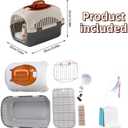 Hard Top Load Cat Carrier,Airline Pet Carrier,Cat Carrier Hard Shell, 360° Ventilation, Front Metal Door, Secure Latches,Includes Feather Wand,Hiking Car Travel Crate for Cats Small Dogs (Orange Set)