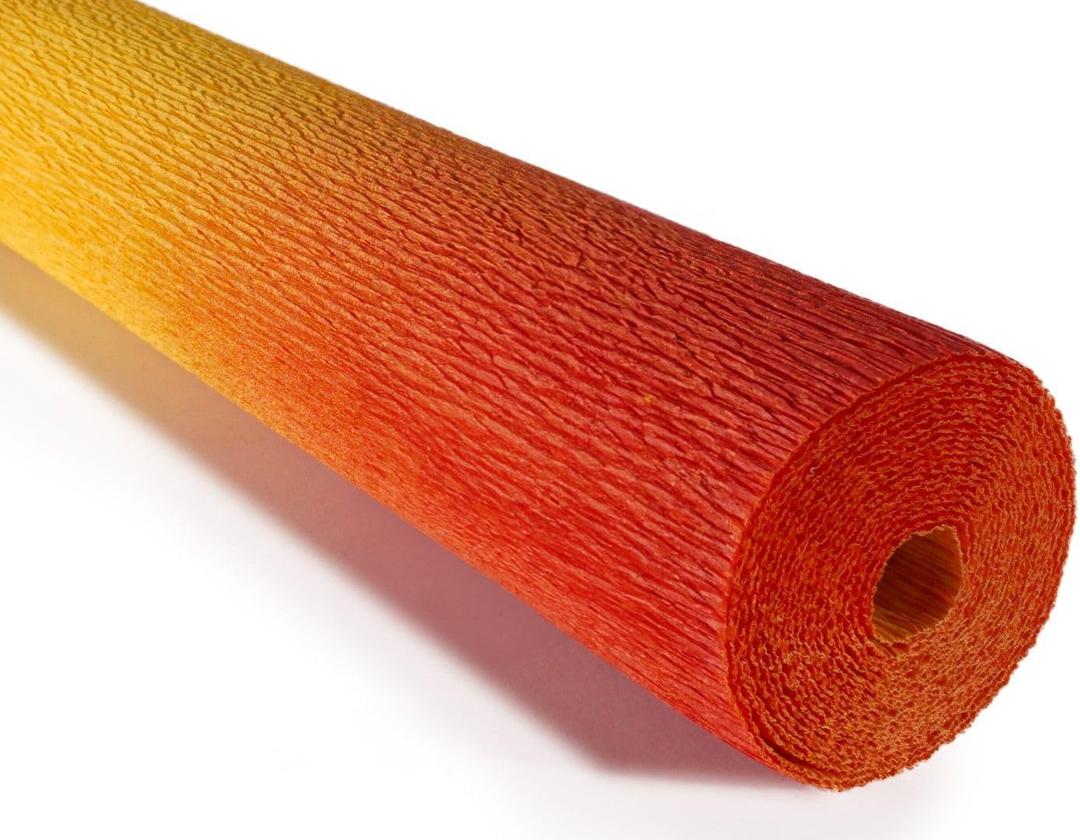 Cartotecnica Rossi Italian 180g Crepe Paper Roll 19.6 Inch Wide 8.2ft Long for Wedding Ceremony Various Large Festivals Decoration (Orange-Yellow Gradient(576-9))