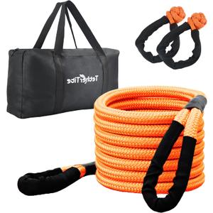 Kinetic Recovery Tow Rope (36000lbs) with 2 UHMWPE Soft Shackles (40000lbs), Heavy-Duty Offroad Snatch Strap, Vehicle Recovery kit for Jeep car Truck ATV UTV SUV (Orange, 1x30)