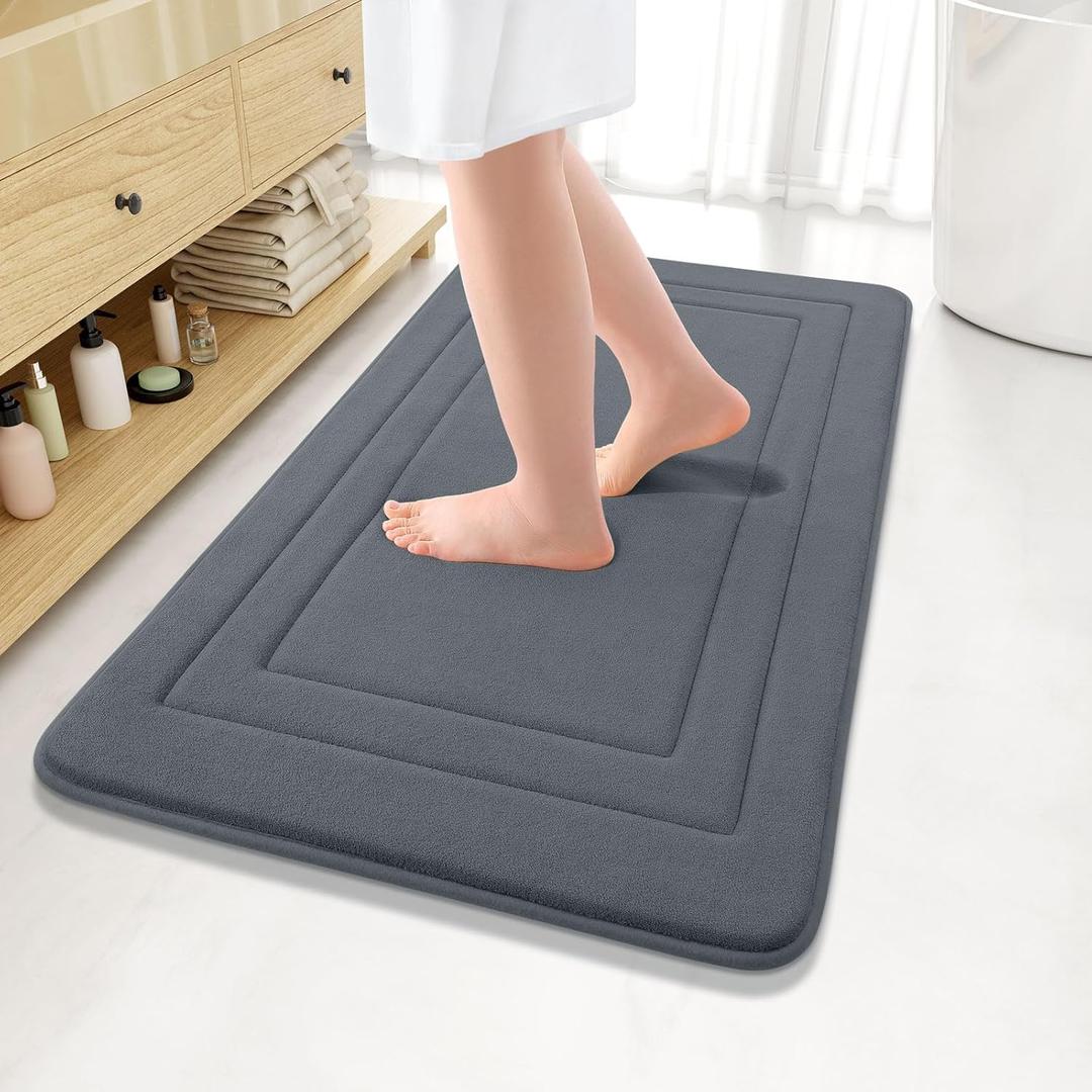 Arotive Memory Foam Bathroom Rug Mat 36x24, Ultra Soft and Absorbent Bath Mat, Machine Wash Dry, Comfortable Bath Rug Carpet for Bathroom Floor, Tub and Shower, Dark Grey