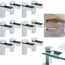 AWEN 12pcs Solid Metal Adjustable Wood/Glass Shelf Bracket Wall Mount, Shelf Holders3-28mm Thick Adjustable Shelf Bracket, 25lbs LoadPolished Chrome